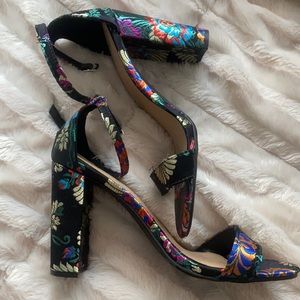 Multicolored block heels
